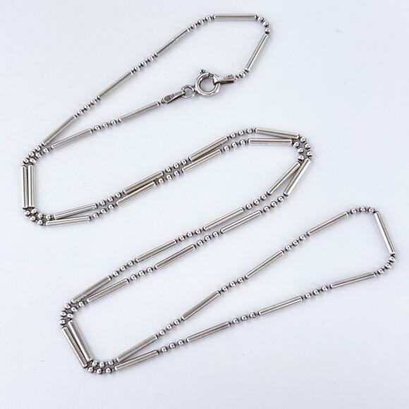Vintage Italy AGI Sterling Silver 925 Ball Bar Link Chain Necklace 24" - Picture 1 of 4